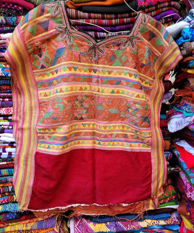 Red and terracotta Nebaj huipil