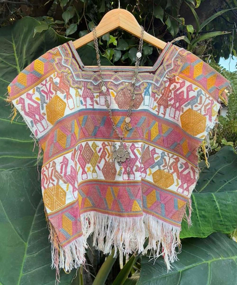 Pink and mustard Nebaj huipil