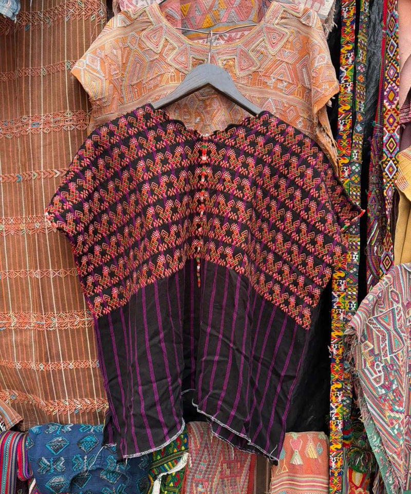 Pink and orange Nahuala huipil