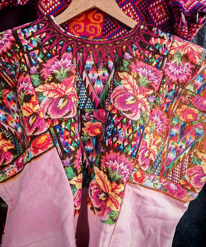 Pink floral Chichi huipil