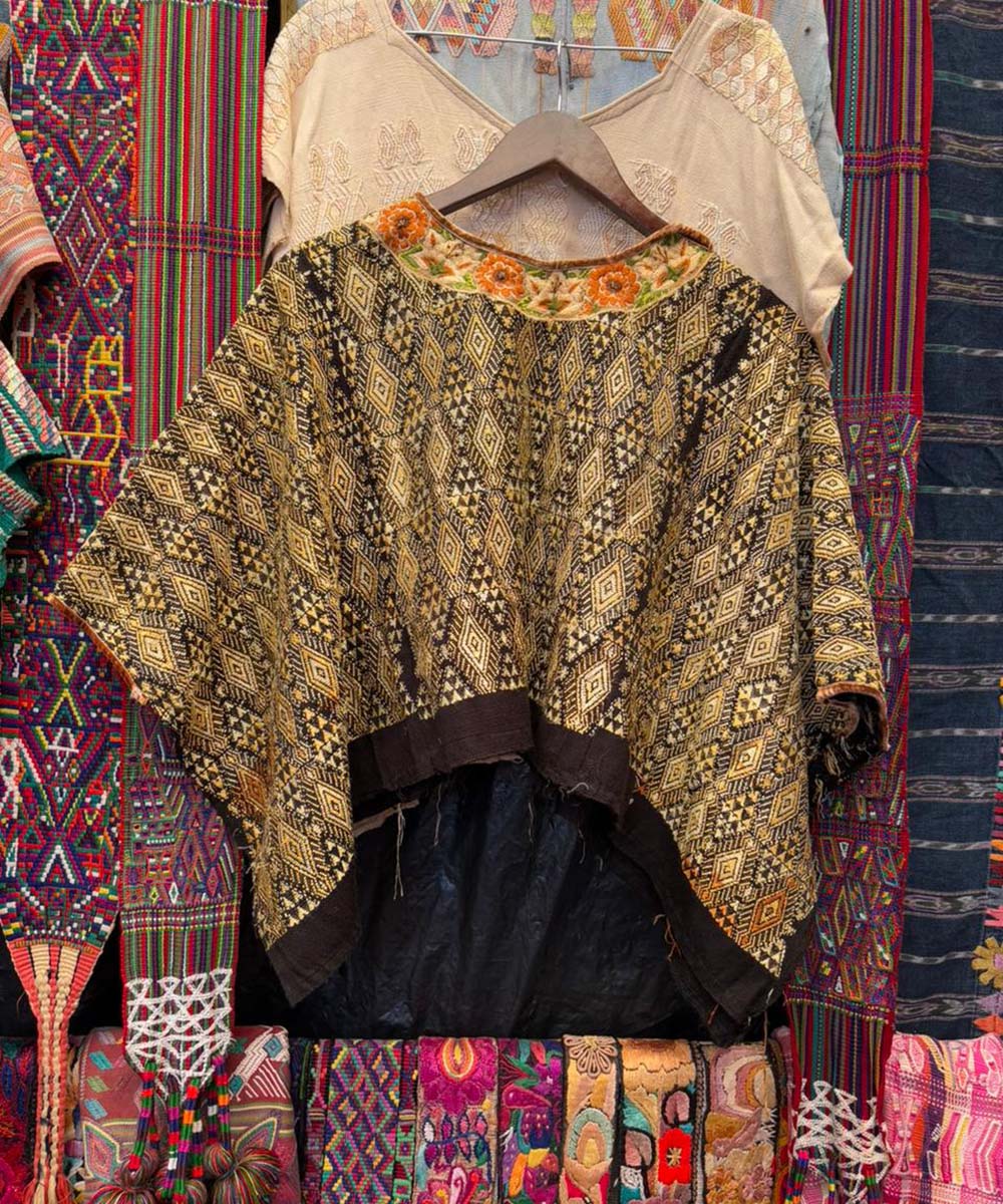 Black and gold Coban huipil