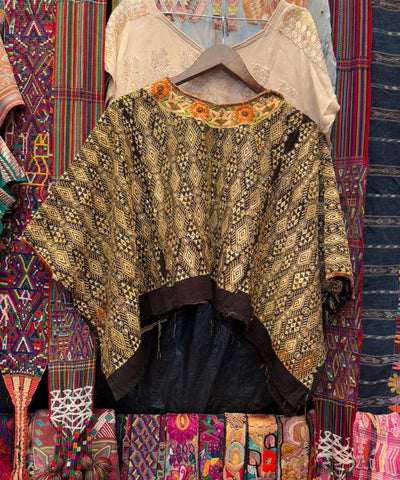 Black and gold Coban huipil