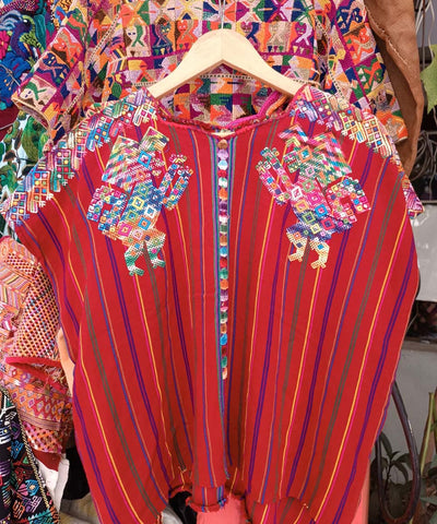 Red striped Nahuala huipil