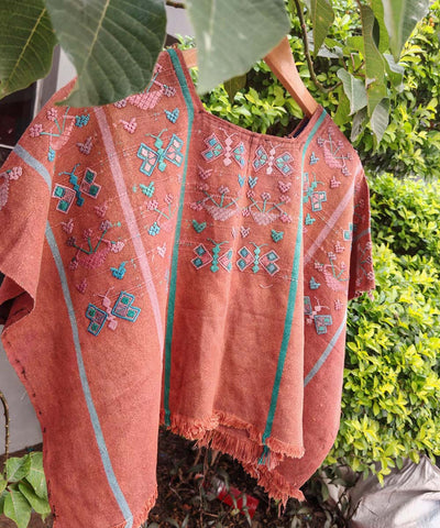 Terracotta and turquoise San Lucas Toliman huipil