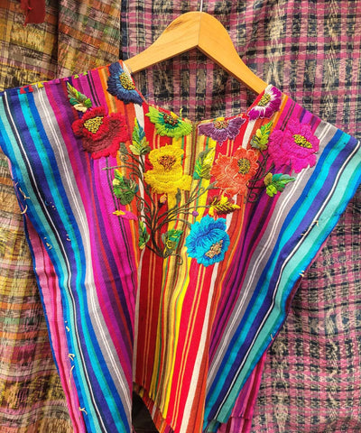 Rainbow floral Santiago huipil