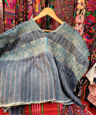 Faded indigo Xejuyub huipil