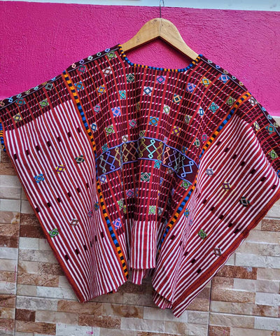 Traditional burgundy Colotenango huipil