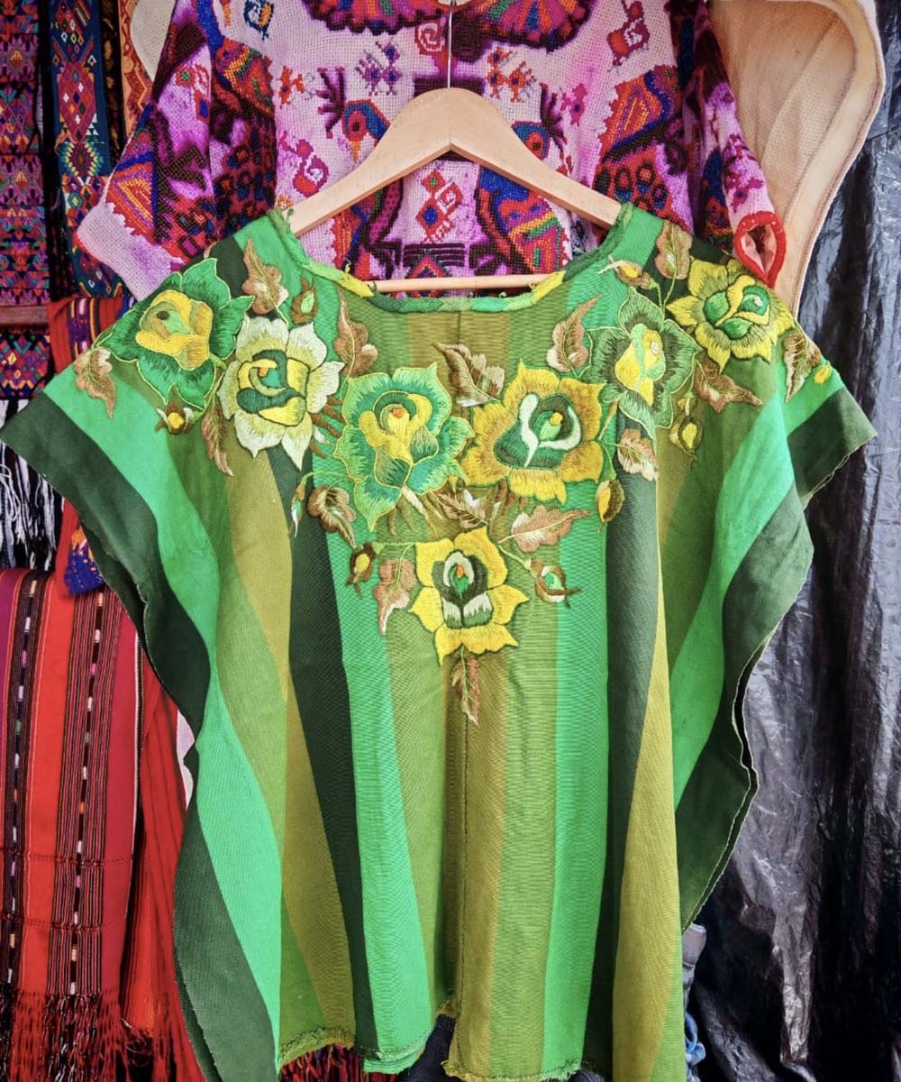 Bright green Santiago huipil