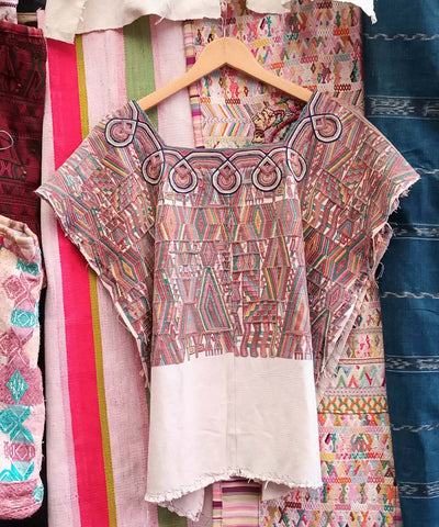 White and muted tone Nebaj huipil