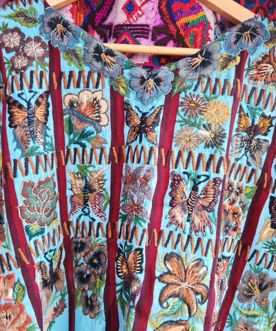 Sky blue striped Santiago huipil