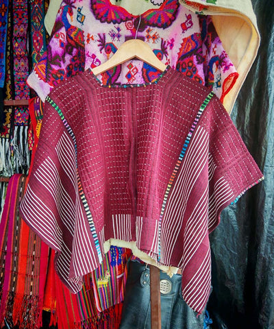 Simple Colotenango huipil with colorful neckline