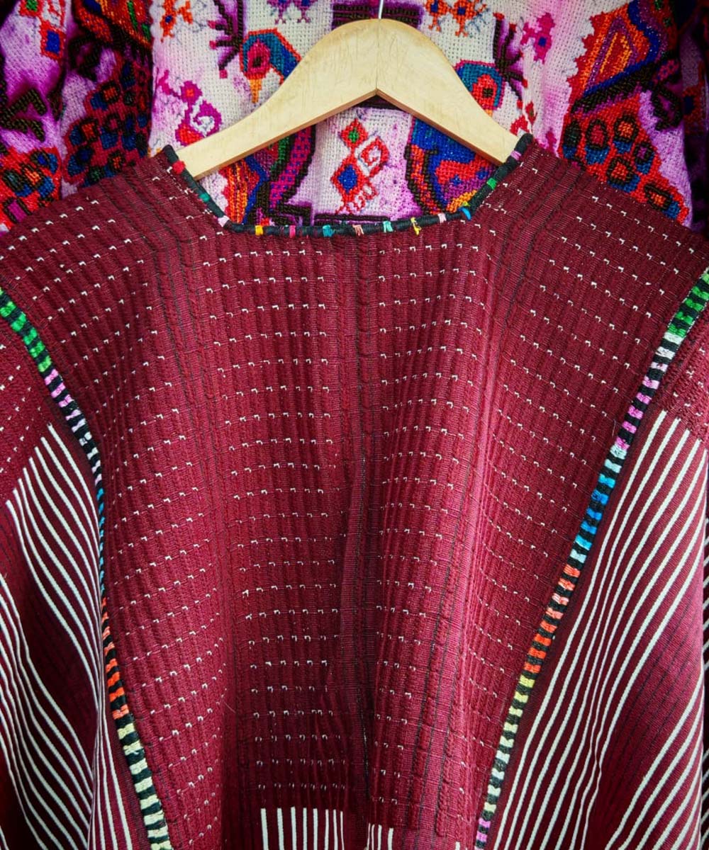 Simple Colotenango huipil with colorful neckline