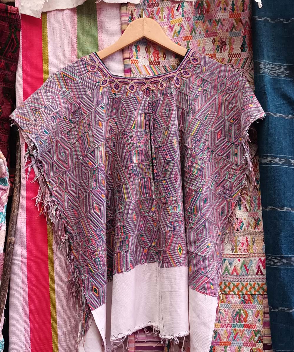 Mauve and white Nebaj huipil