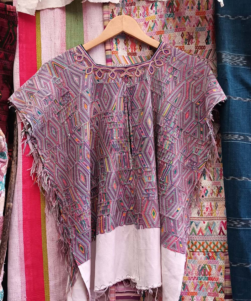 Mauve and white Nebaj huipil