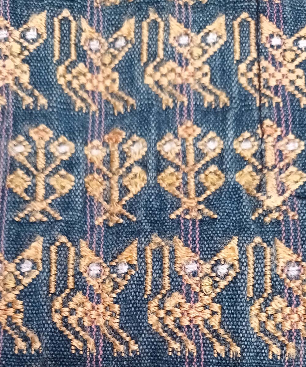 Indigo Nahuala huipil with cats and corn