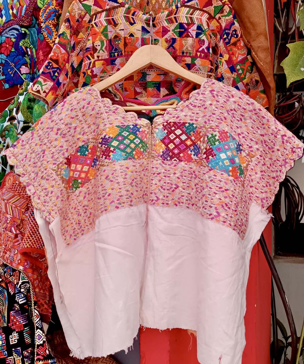 Pretty pink Nahuala huipil