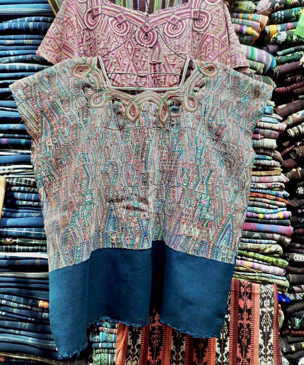 Blue and green Nebaj huipil
