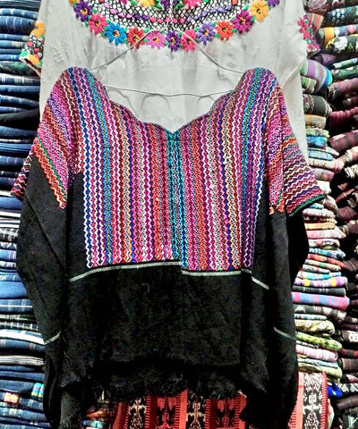 Colorful on black huipil