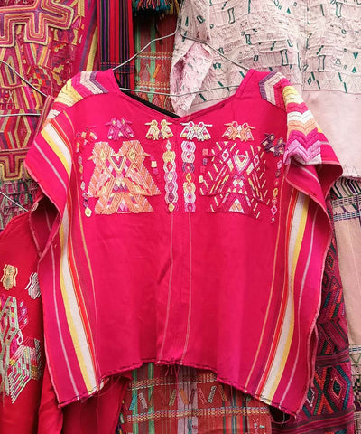 Bright red Chajul huipil