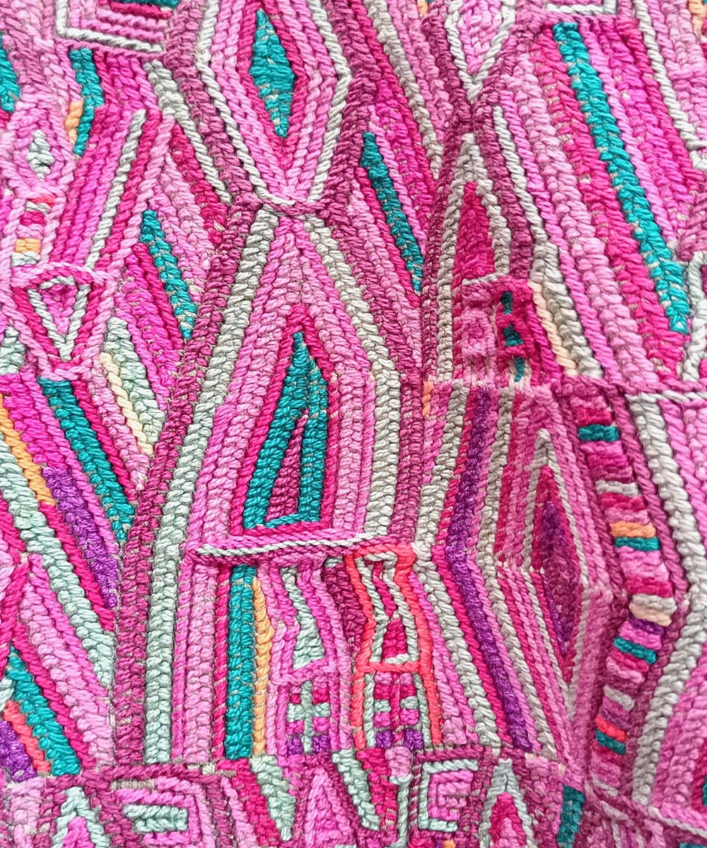 Hot pink and yellow Nebaj huipil