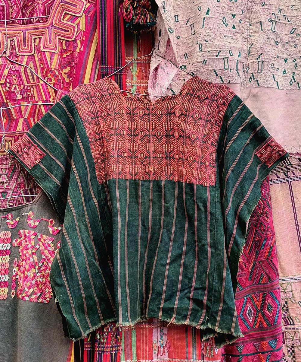 Indigo and aged red Xejuyub huipil