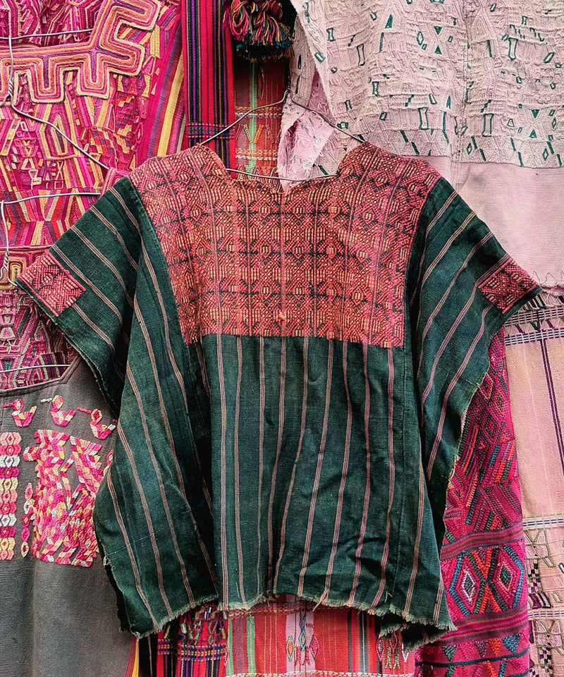 Indigo and aged red Xejuyub huipil