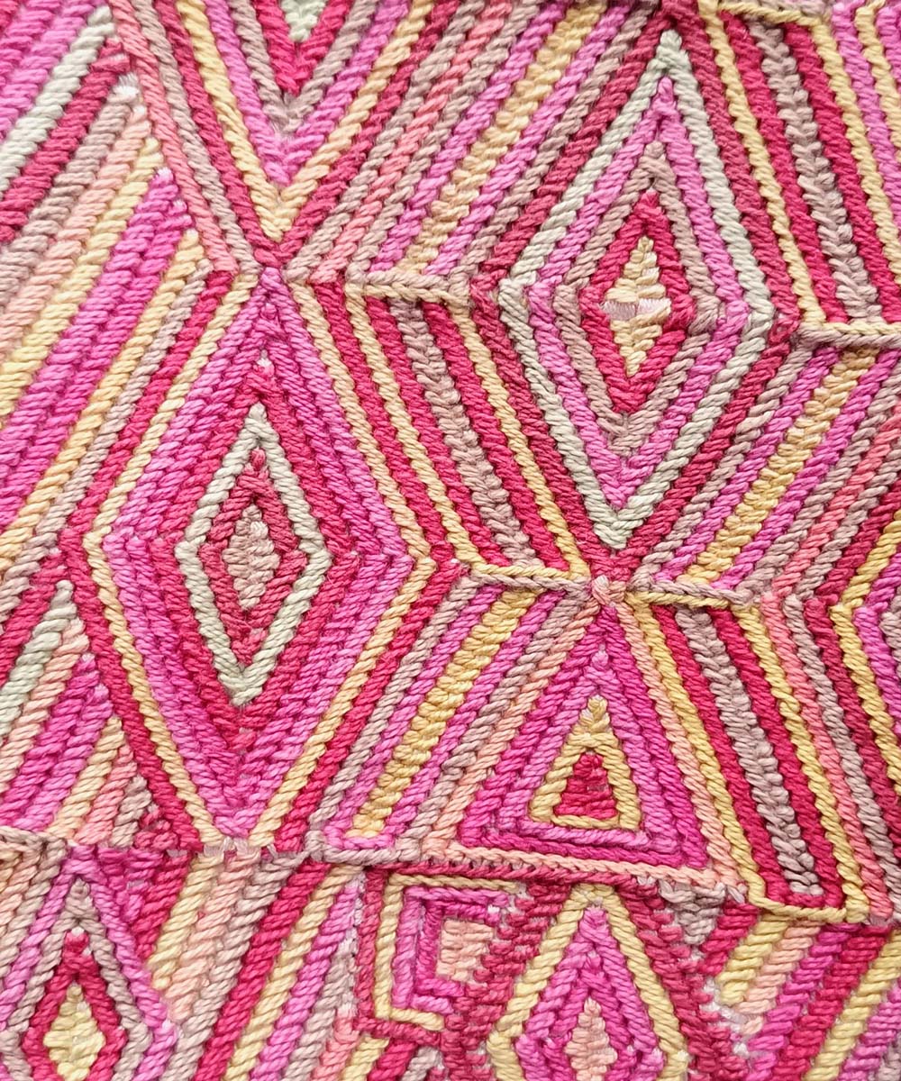 Pink and gold Nebaj huipil