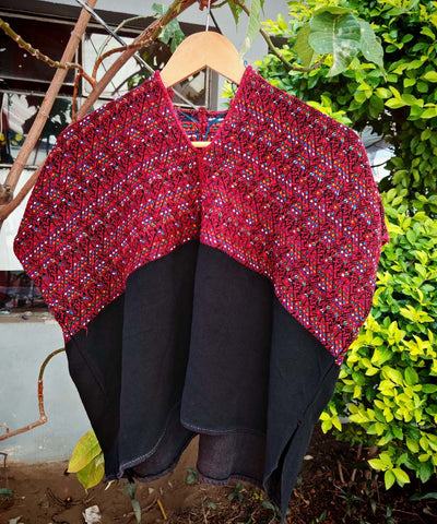 Red and black Xejuyub huipil