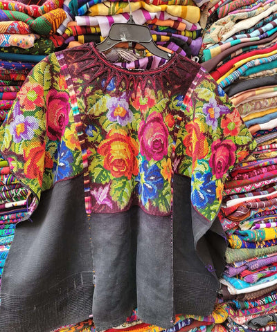 Black floral Chichi huipil