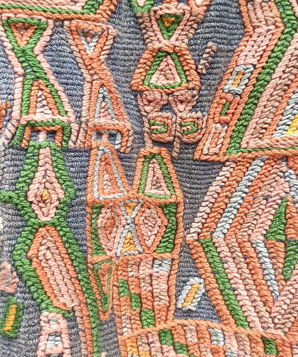 Blue and beige Nebaj huipil