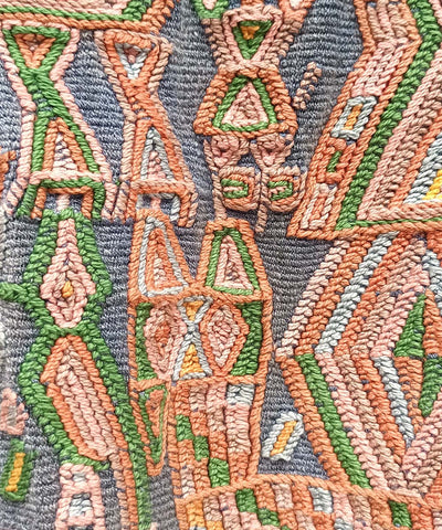 Blue and beige Nebaj huipil