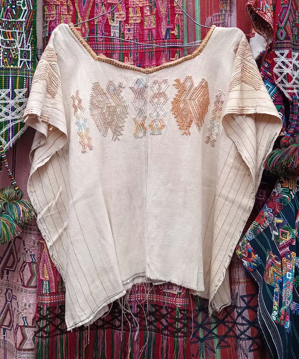 Cream and gold Chajul huipil