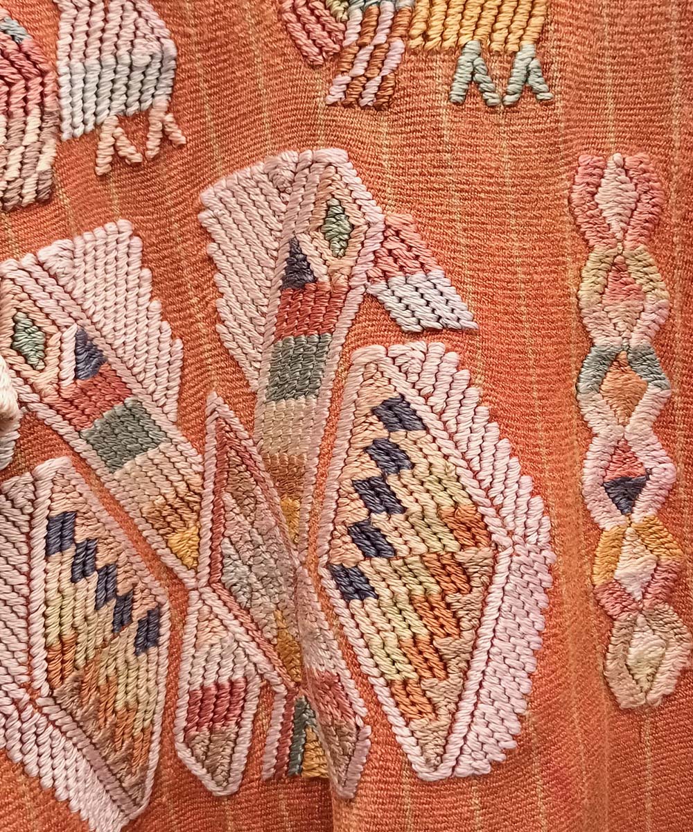 Coral pinstriped Chajul huipil