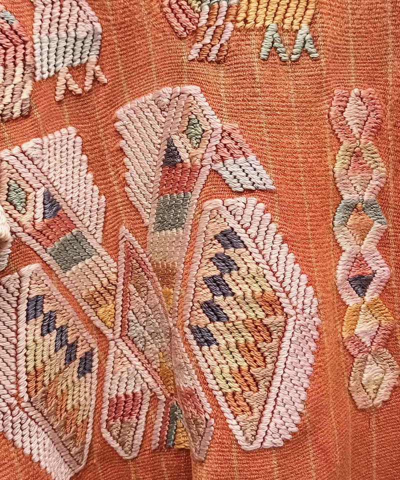 Coral pinstriped Chajul huipil
