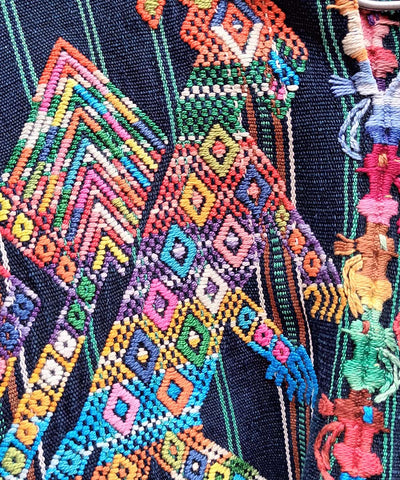 Indigo Nahuala huipil with stylised animals