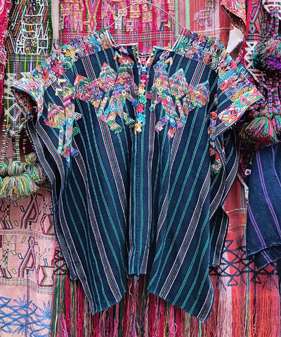 Indigo Nahuala huipil with stylised animals