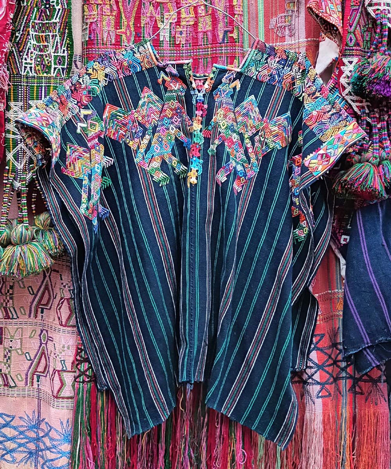 Indigo Nahuala huipil with stylised animals