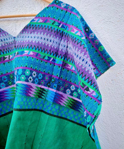 Blue and green Comalapa huipil