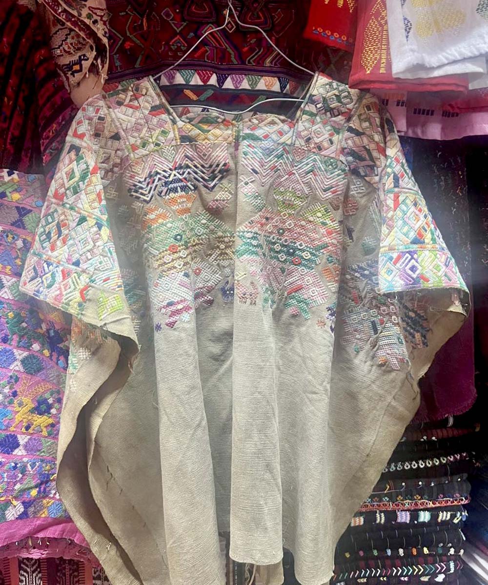 Pale sage green Nahuala huipil
