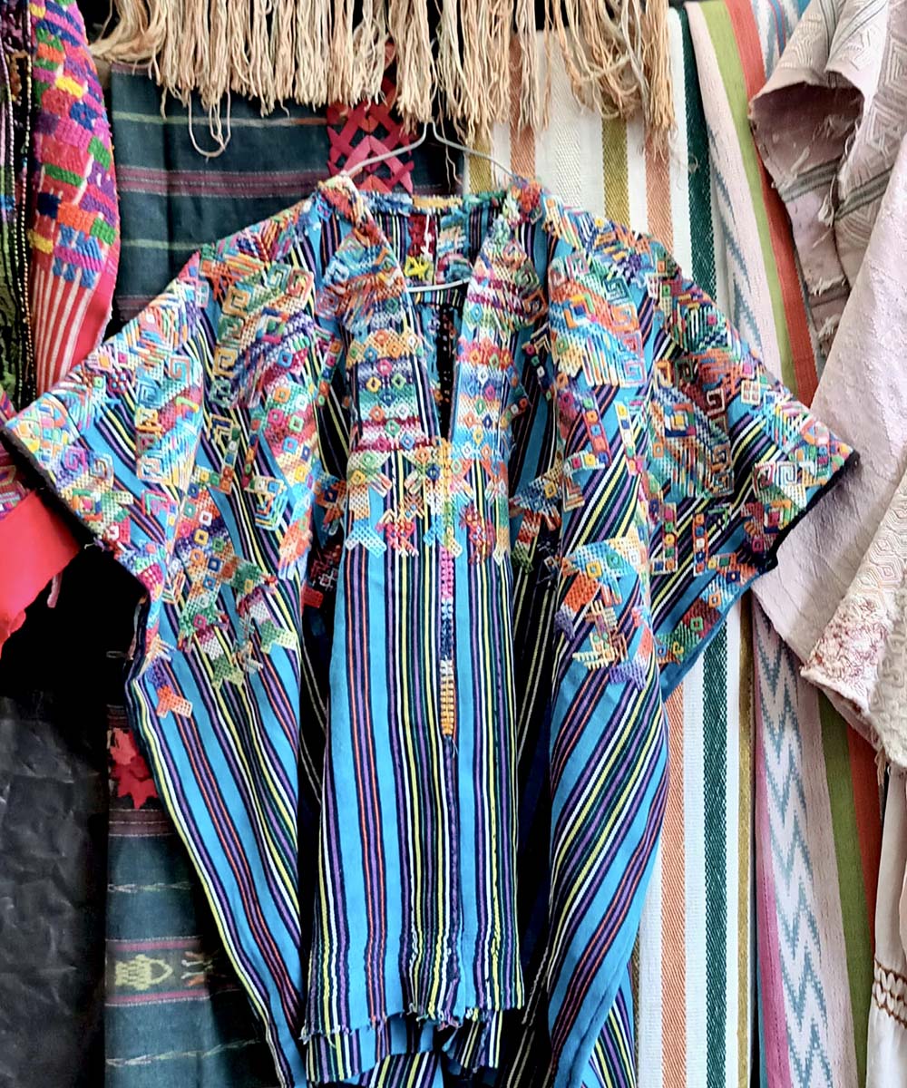 Blue striped Nahuala huipil
