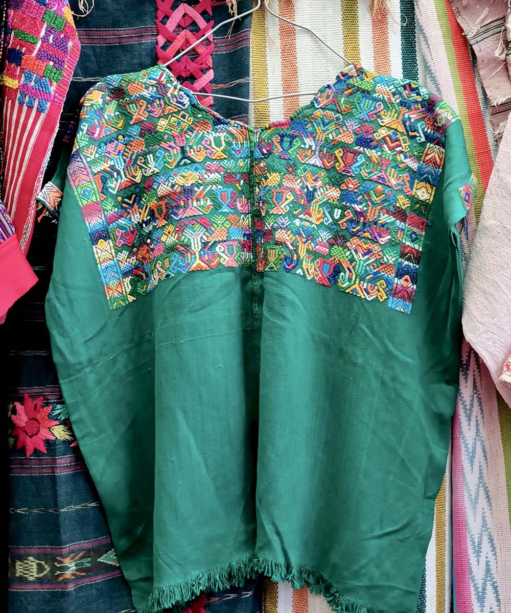Emerald green Nahuala huipil