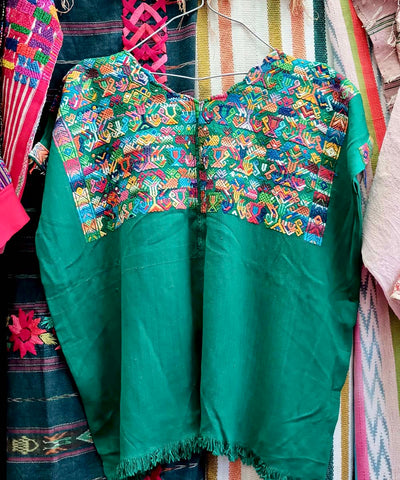 Emerald green Nahuala huipil