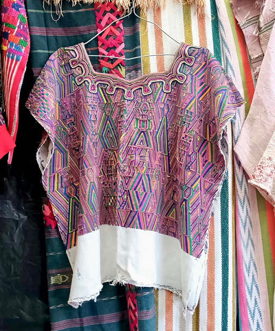 Berry and white Nebaj huipil