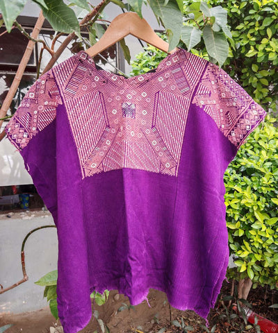 Bright purple Nahuala huipil