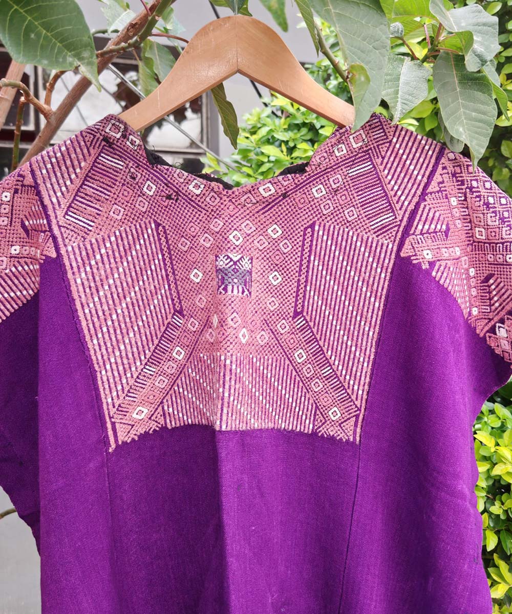 Bright purple Nahuala huipil