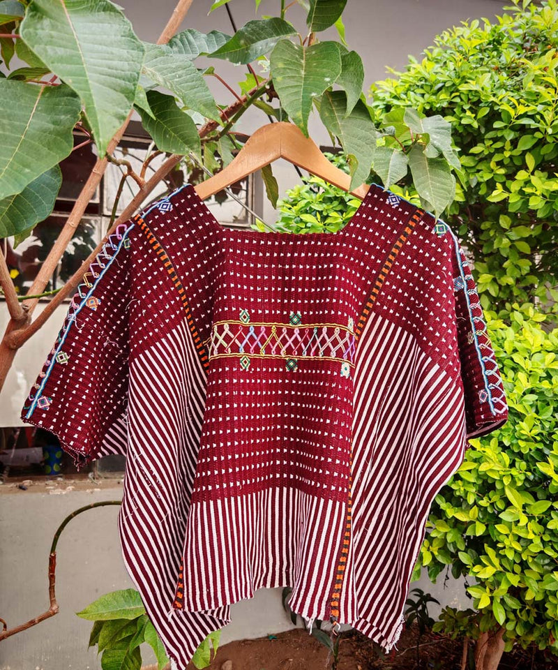Burgundy Colotenango huipil
