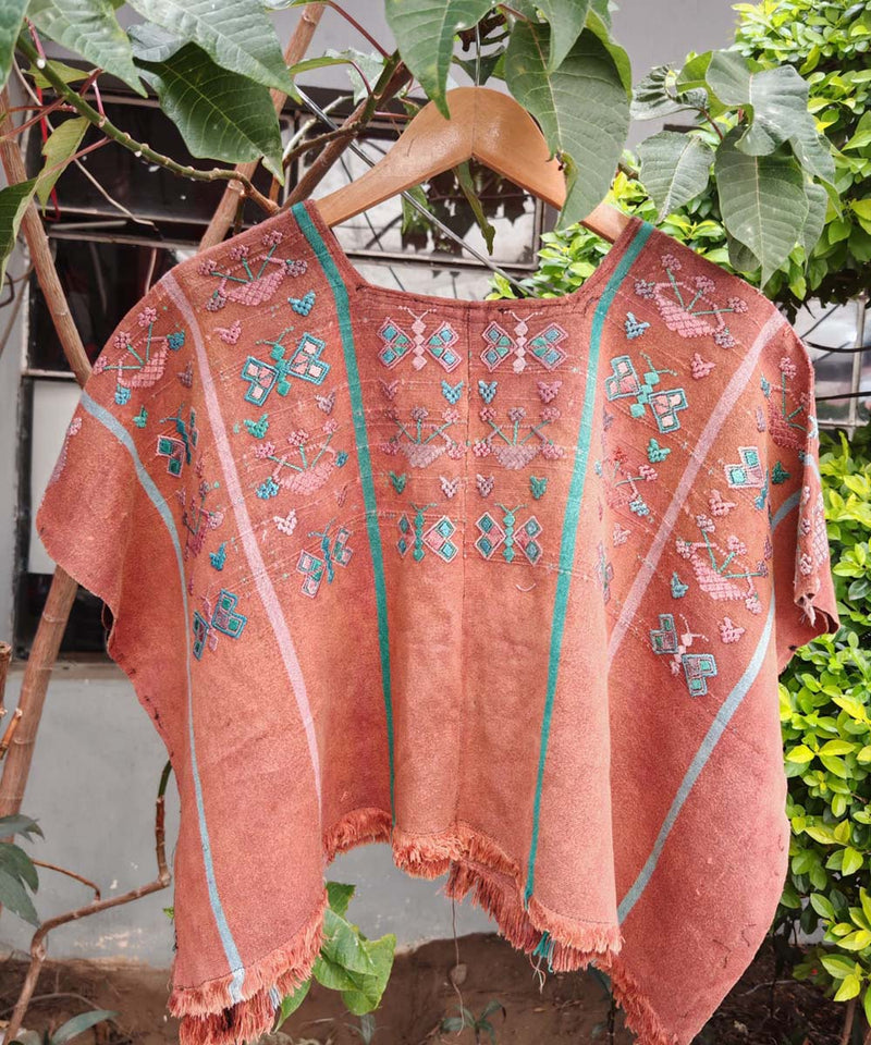 Terracotta and turquoise San Lucas Toliman huipil