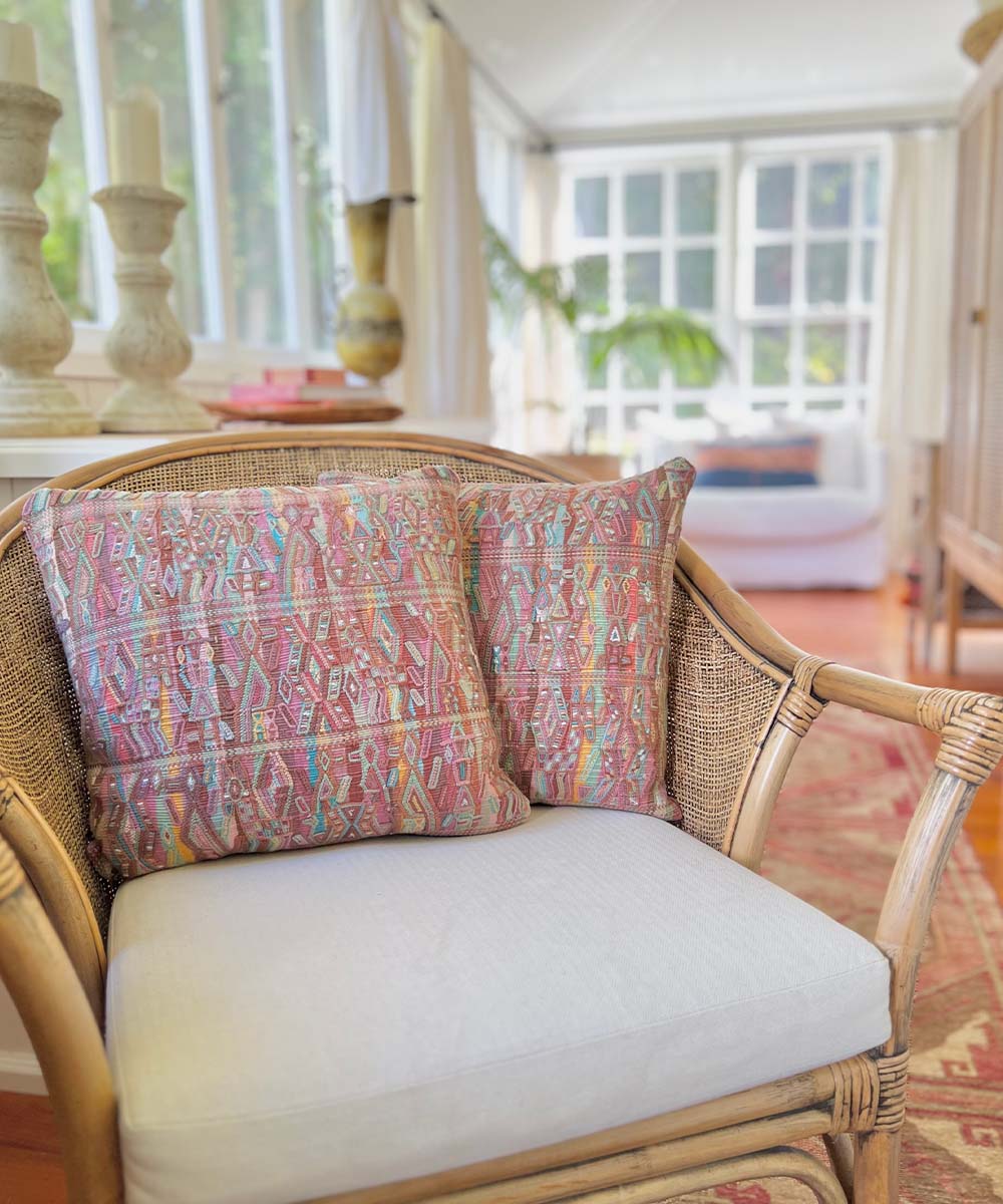 Warm Pink Nebaj Tzute Pillow