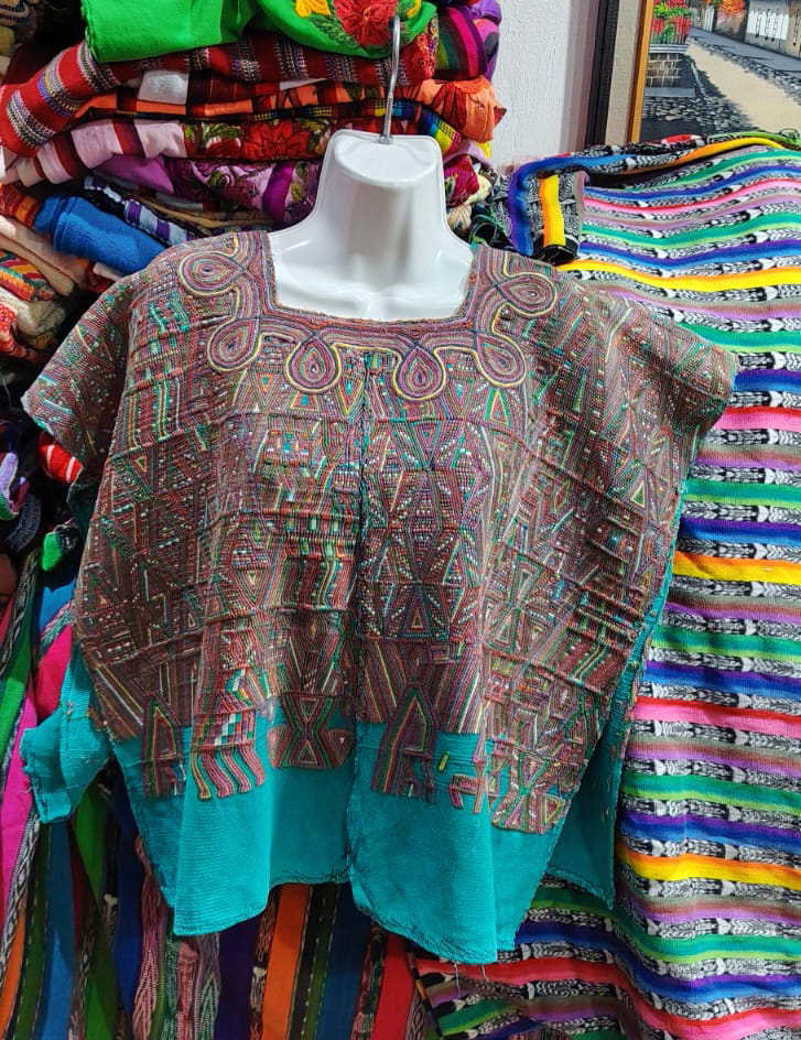 Pink on Blue Nebaj Huipil #8-154
