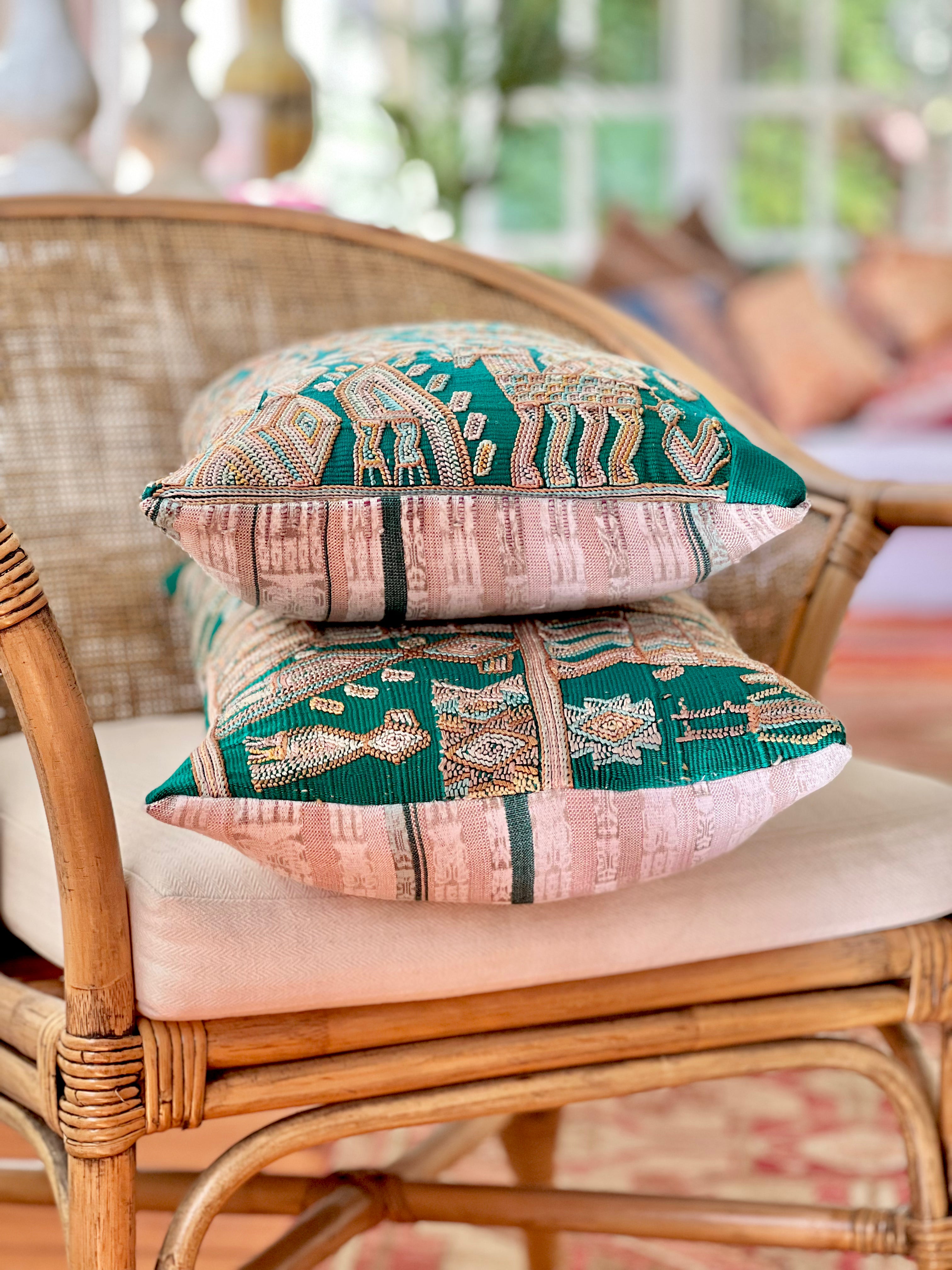 Beige and Green Nebaj Pillow